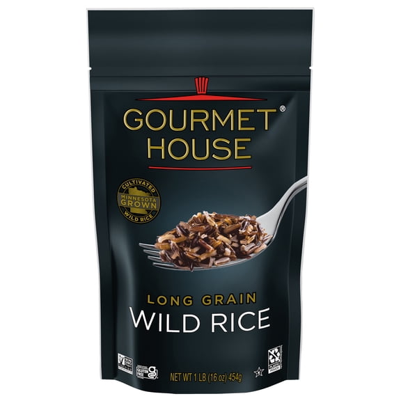 Gourmet House Cultivated Rice, Long Grain Wild Rice, 1 lb Pouch