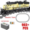 thumbnail image 1 of 2023 modelo de bloques de construcción, estación de vías de carga de ferrocarril, locomotora de pasajeros, rieles, juegos de ladrillos, juguetes de construcción, 1 of 4