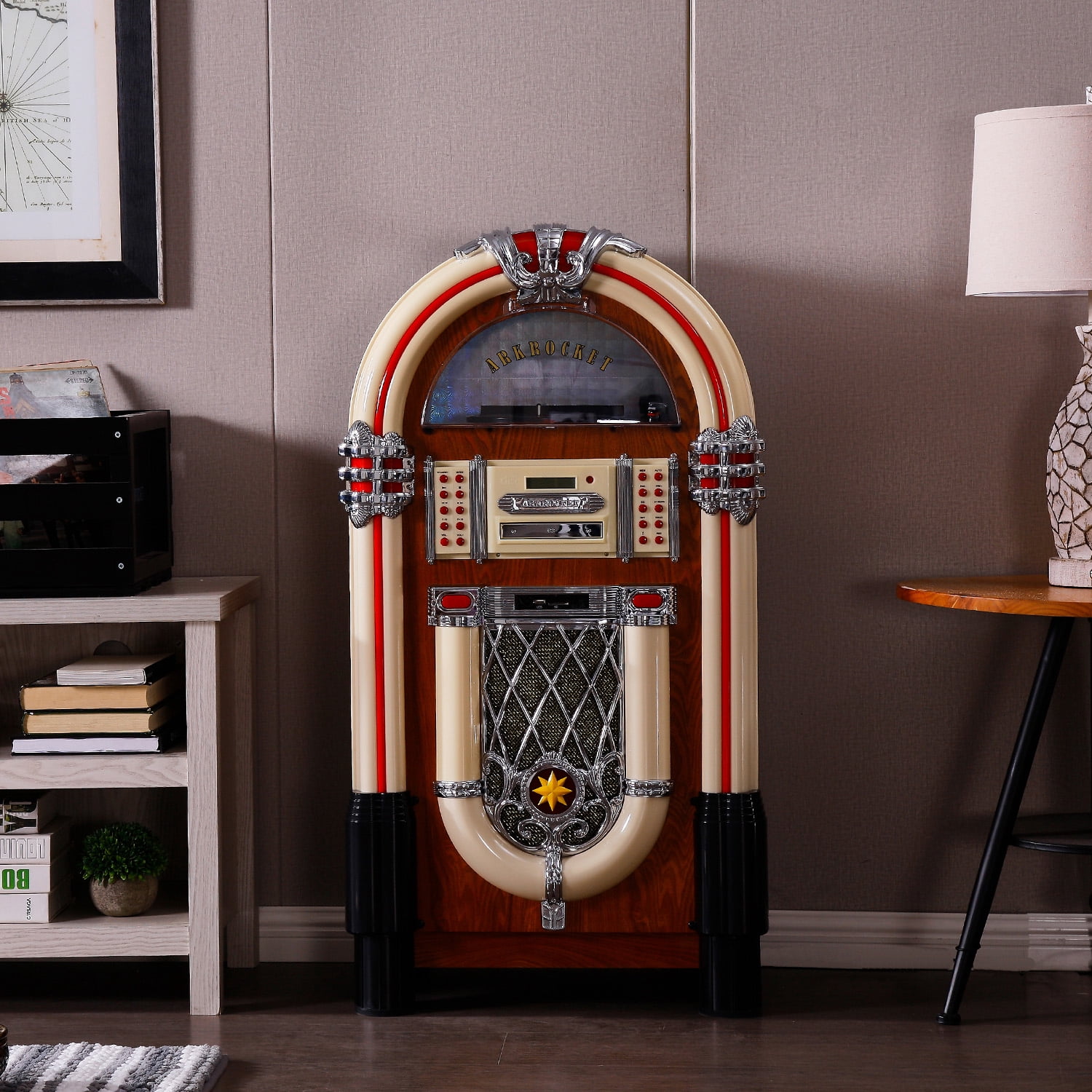 Arkrocket Taurus Jukebox Vinyl Record Player Bluetooth USB SD CD Player Radio Retro Turntable Classic Jukebox (Taurus - Classic)