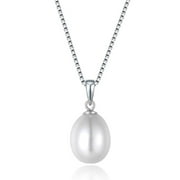 DEVUGGO Women Genuine Freshwater Cultured Pearl 925 Sterling Silver Pendant Necklace