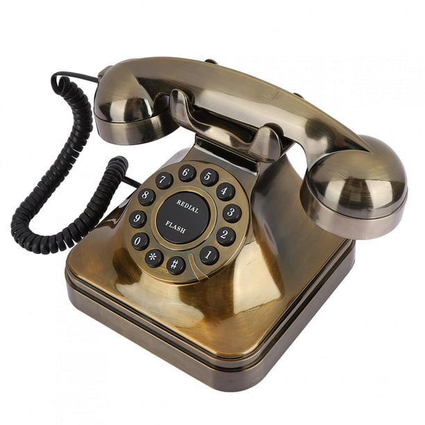VGEBY Retro Old Fashioned Home and Office Telephone, Téléphone en bronze Téléphone  fixe vintage appelant de bureau Téléphones téléphoniques fixes rétro pour téléphone  fixe 