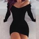 thumbnail image 2 of Vestido ajustado de manga larga con hombros descubiertos y sexy para mujer, vestido de verano 2024 de punto blanco, minivestidos para mujer, bata femenina, 2 of 5