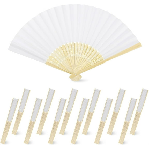NOGIS 12 Pcs Hand Fans for Women Foldable, Paper Folding Hand Fans, Fan Folding Handheld Fans, Chinese Fan Paper Fans for Cooling Down, DIY Wedding Dancing Party Favors