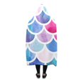 thumbnail image 3 of HATIART Hooded Blanket Mermaid Colorful Fish Scale Pilling Polar Fleece Hooded Throw Wrap 56x80 inch, 3 of 3