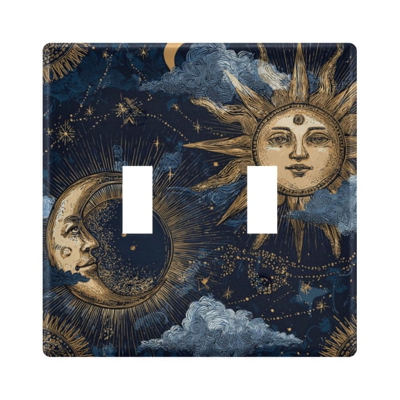 Switch Panel 4.48x4.45In Switch Plate Wall Panel Living Room Kitchen Bedroom Study Switch Panel Stylish Decoration Golden Sun