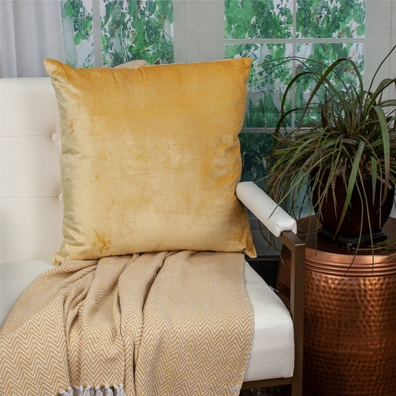 Nassau Collection Handcrafted Solid Square Throw Pillow - 20" - Yellow