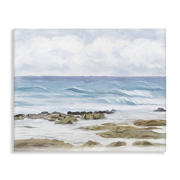 Stupell Industries Coastal Rocky Shore Beach Waves Canvas Art, 20 x 16, by Ramona Murdock
