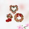 thumbnail image 2 of 3pcs Christmas Brooch Heart Shaped Garland Round Wreath Socks Rhinestone Inlaid Breastpin Random Style, 2 of 7