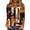 #113-Orange, variant on Craaazy Ladies Fashion 3/4 Sleeve Topss, V Neck Pleated Printed Casual Shirt, Relaxed Fit Comfy Tee for Everyday Outfits Gifts