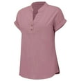 thumbnail image 7 of Purple Women's Short Sleeve T-shirt, Women'S Fashion Casual V Neck Button Down Short Sleeve Top T Shirt,Women's Short sleeve T-shirt XL, 7 of 7