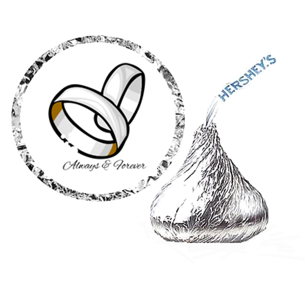 216 Wedding Rings Party Favor Hershey's Kisses Stickers / Labels