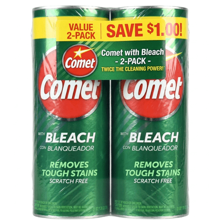 Comet Multipurpose Cleaning Powder with Bleach, 21 oz, 2 Pack Household Surface Cleaner