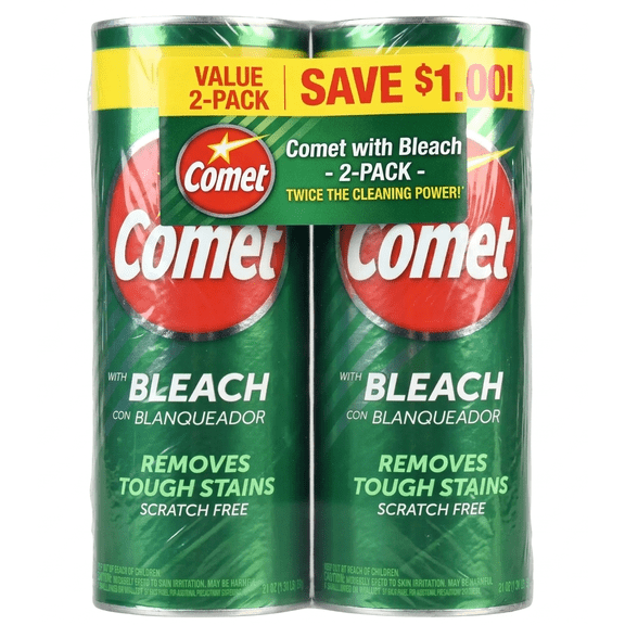 Comet Multipurpose Cleaning Powder with Bleach, 21 oz, 2 Pack Household Surface Cleaner