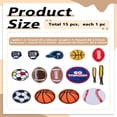 thumbnail image 2 of 1set 15pcs 15 styles Computerized Embroidery Cloth Iron on/Sew on Patches Sport Theme Costume Accessories Appliques Sports Mixed color 2.2~7.8cm, 2 of 3