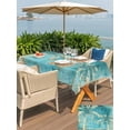 thumbnail image 4 of Outdoor Tablecloth with Umbrella Hole & Zipper, Coastal Beach Palm Tree Rectangle Tablecloth 60x120 Inch, Retro Teal Tropical Plant Summer Patio Table Cover Waterproof Table Cloth for Picnic/Party, 4 of 7