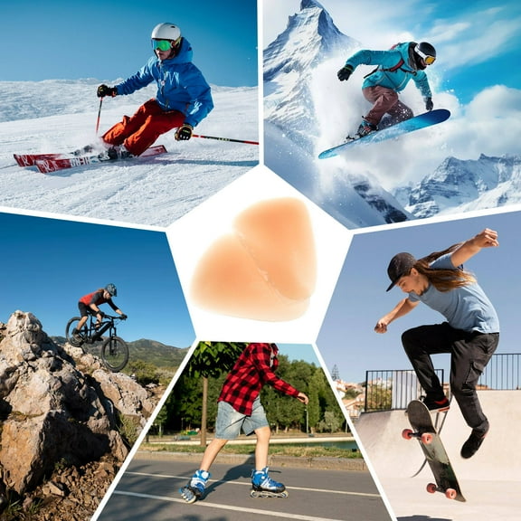 BESTOYARD 1Pair Beige Silicone Snowboard Pads for Knee Protection Comfortable Adhesive Skating Accessories