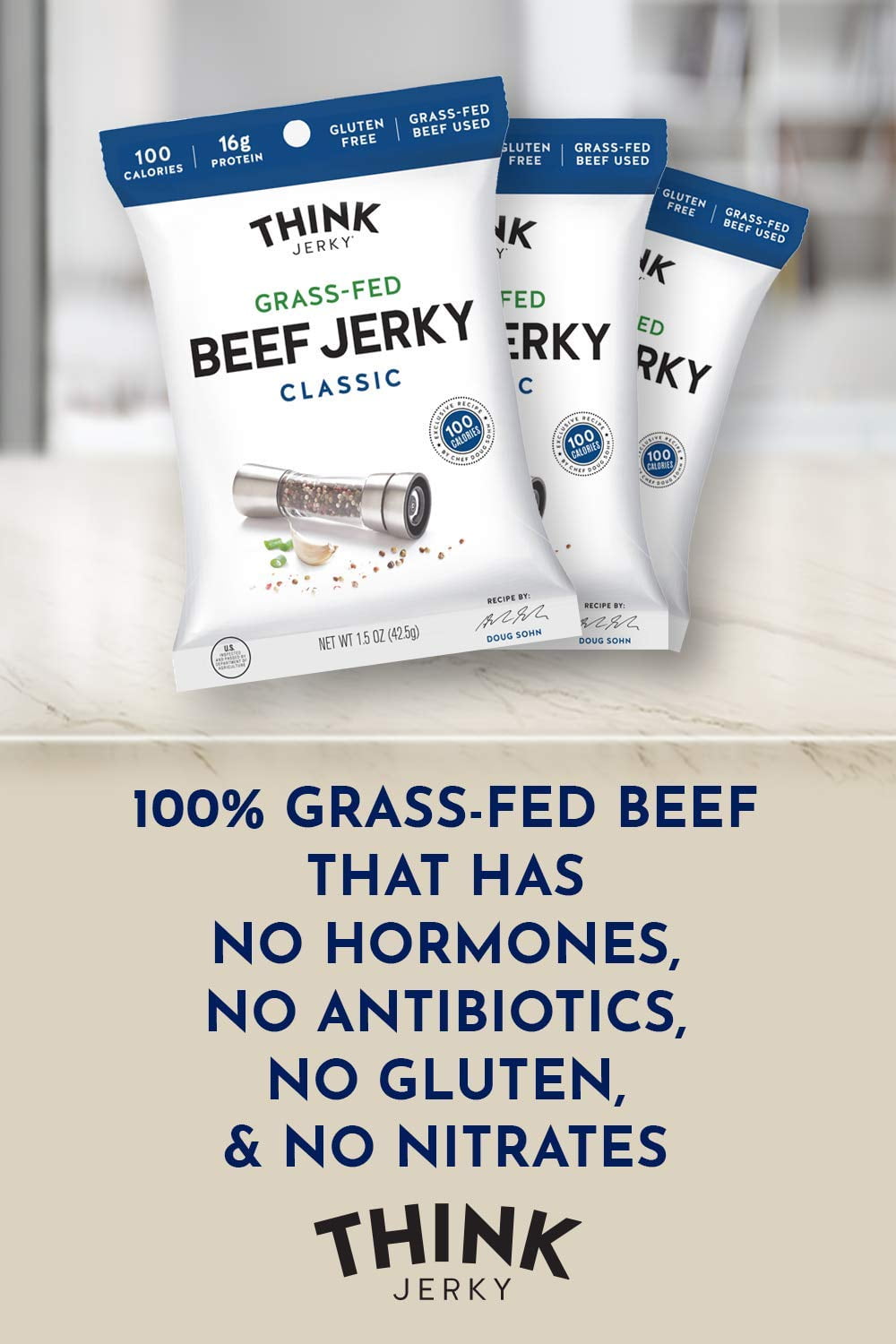Think Jerky Classic Beef Jerky, 1 Ounce, 24 Per Case