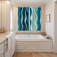 thumbnail image 3 of Teal Ombre Kitchen Curtains 84 Inch Length, Abstract Art Moire Ocean Waves Grommet Top Bedroom Living Room Curtains, Light Filtering Cafe Curtain Drapes 2 Panels Set 104''x84'', 3 of 9