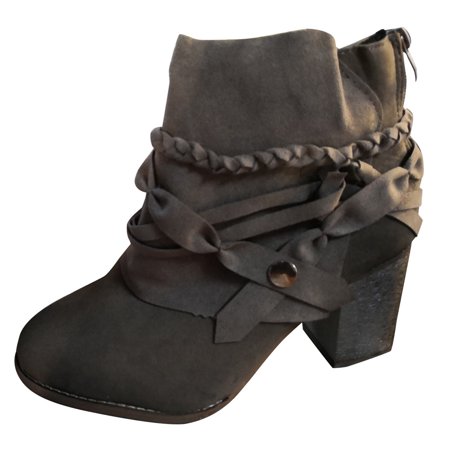 

Women\ s Retro Fashion Round Toe Boots Back Zipper Comfortable Short Boots New