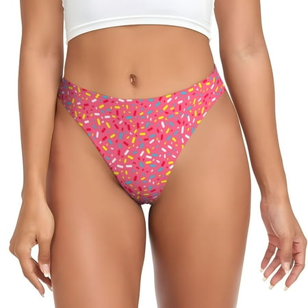 Lafuoo Colorful Sprinkles Donuts Pattern Women s Seamless Thong  Low Rise Underwear Panties Women s Clothing-4X-Large