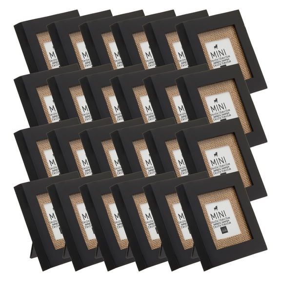24 Pack: Black Mini Frame With Burlap Mat by Studio Decor