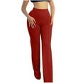 thumbnail image 2 of Itsame Womens Loose Long Pants Solid Color Tight High Waisted Wide Leg Sweatpants Red Size L, 2 of 8