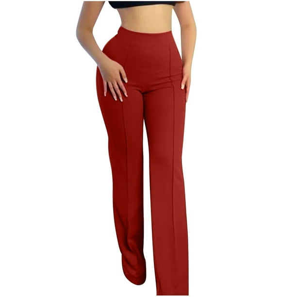 High Waisted Pants for Women Tight Straight Leg Dress Pants Dressy Casual Workout  Yoga Leggings Slim Lounge Trousers 