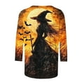 thumbnail image 5 of Inverlee Womens Halloween Shirts Cute Pumpkin Ghost Graphic Tees Classic Round Neck T-shirt 3/4 Sleeve Tunic Blouse Tops Halloween Party Supplies, 5 of 5