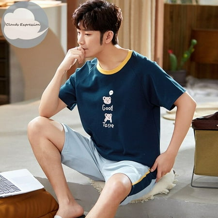 

QWZNDZGR Summer New Pyjamas Cotton Cartoon Women s Pajama Sets Couple Sleepwear Mujer Pyjamas Nightwear Men s Pajamas 3XL Home Clothing