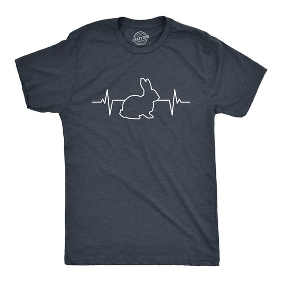 Mens Rabbit Heart Beat T Shirt Funny Cool Easter Bunny Pulse Monitor Tee for Guys Graphic Tees