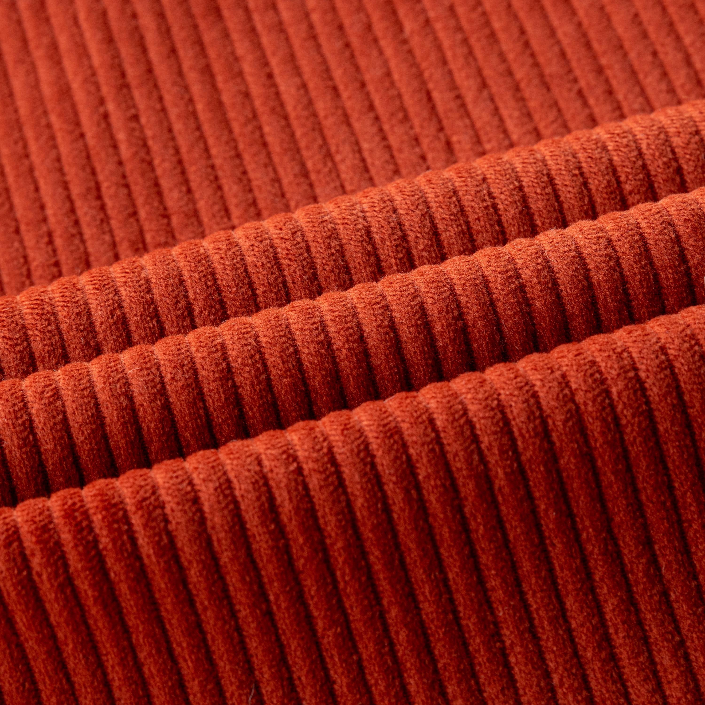 Phantoscope Soft Corduroy Velvet Decorative Throw Pillows with Cotton Tassel Trim, 12 x 20 in, Orange Red, 2 Pack