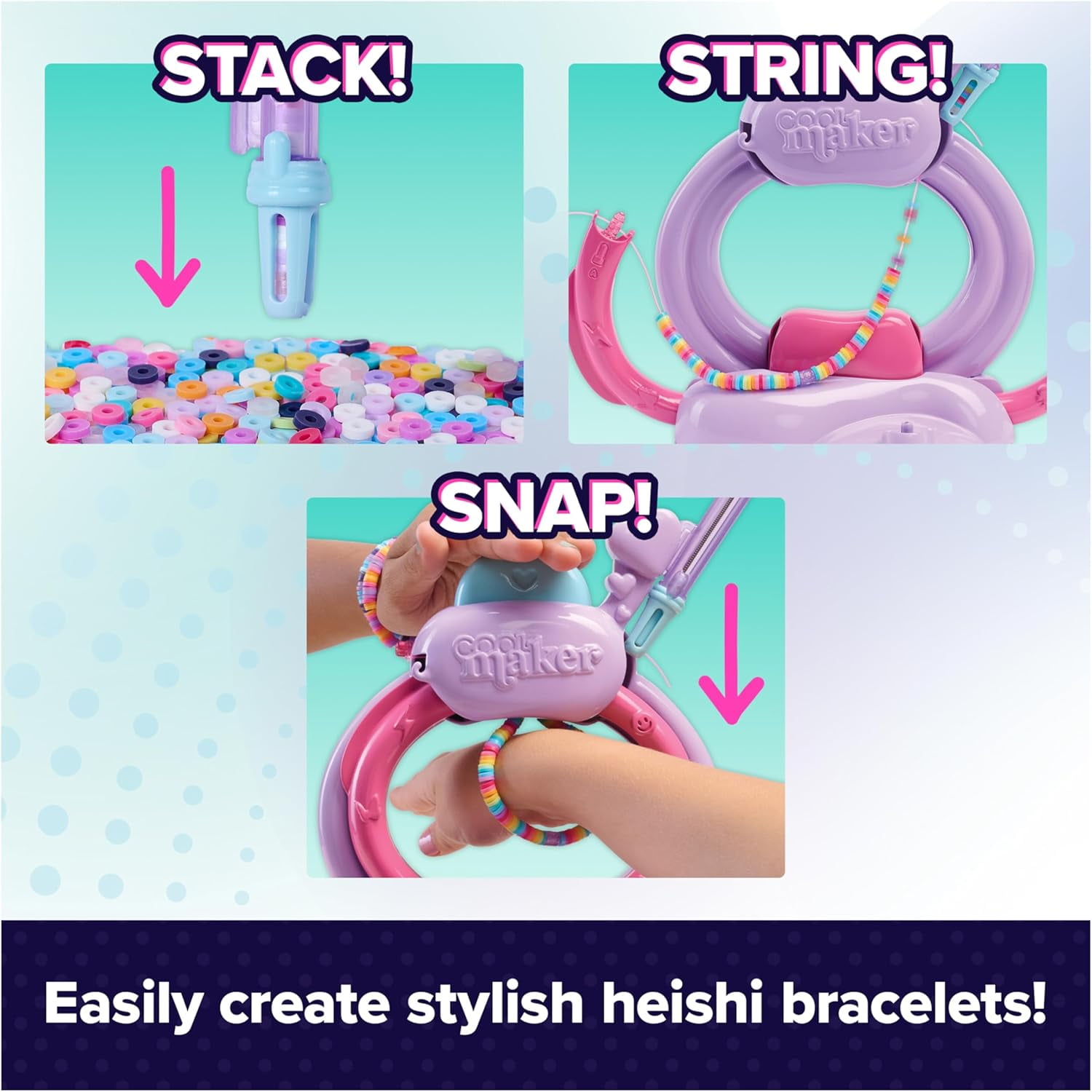 Cool Maker,Studio Bracelet Making Kit with Easy Beading Pen & Over 1200 Beads for Bracelets, Makes 15, Gifts & Stocking Stuffers for Girls Ages 7 and up