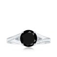 thumbnail image 5 of Rosec Jewels Womens Round Black Spinel Solitaire and Diamond Split Shank Ring, 18K White Gold, US 11.00, 5 of 9