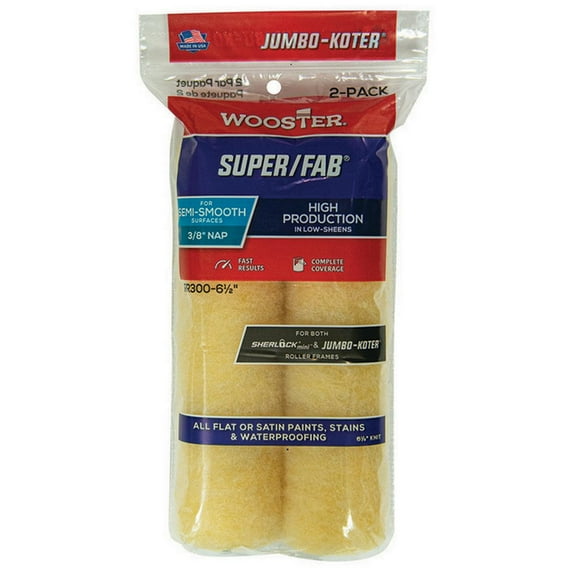 72-Pack of 6-1/2” x 3/8” Nap Wooster RR300 Jumbo-Koter Super/Fab Mini-Roller Cover, 2-Pack
