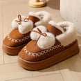 thumbnail image 3 of Zapatillas para uso al aire libre en invierno, zapatos de algodón con lazo de interior de suela gruesa, zapatillas bajas de algodón cálidas de terciopelo de invierno para mujer, 3 of 5