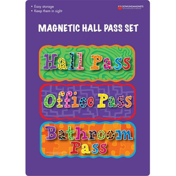 Dowling Magnets DO-735204 Magnetic Hall Pass Set 3 Pcs