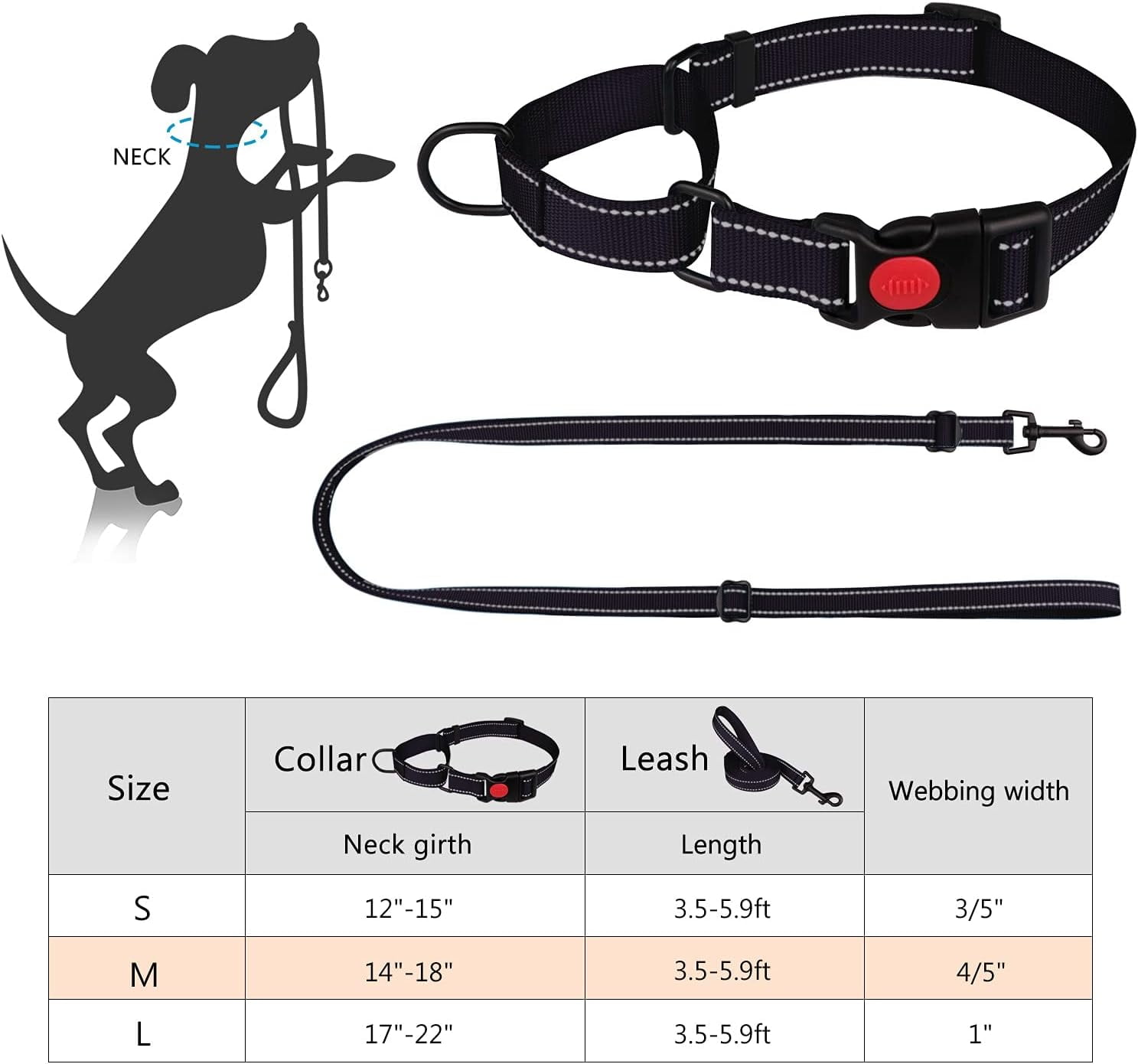 Solennerer Dog Collar Dog Leash Sets Heavy Duty Pet Leash Lead Rope for Small Medium Large Dogs Walking Running Training