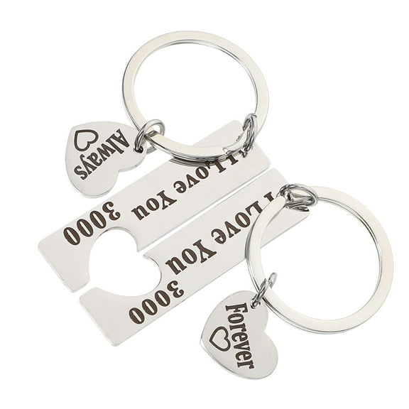 CIMAXIC Valentine's Day Keychain Couple Design Silver Stainless Steel 2Pcs