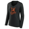 thumbnail image 2 of Women's Black Baltimore Orioles Fastball Long Sleeve V-Neck T-Shirt, 2 of 3