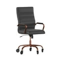 thumbnail image 2 of BizChair High Back Black LeatherSoft Executive Swivel Office Chair with Rose Gold Frame, Arms, and Transparent Roller Wheels, 2 of 9