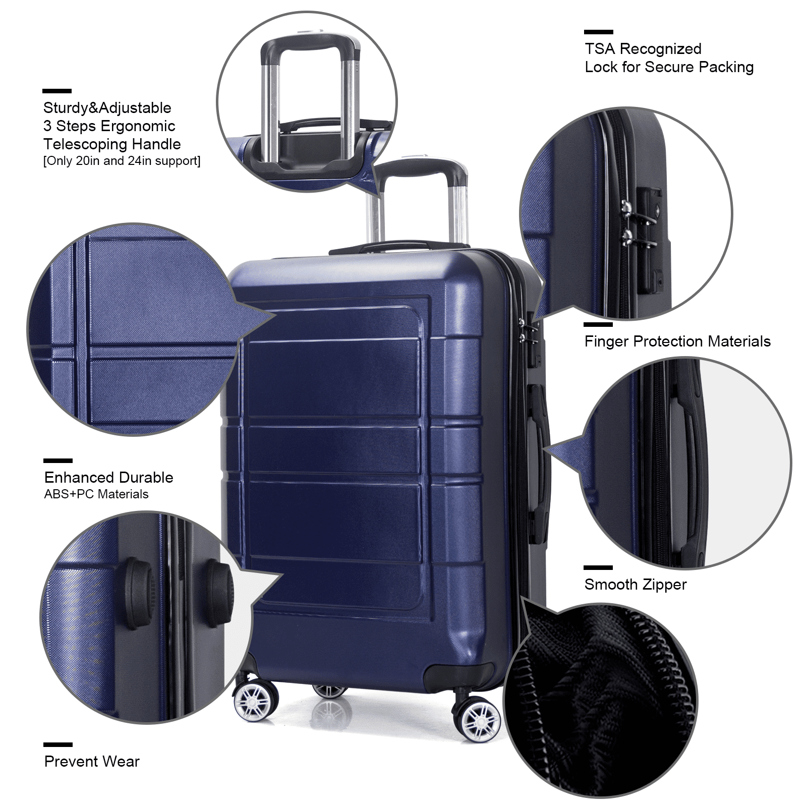 New JZRSuitcase Lightweight Luggage PC+ABS Suitcase, Hardshell Suitcases  with Spinner Wheels TSA Lock for Travel, Check-in 24 Inch. for Sale in Los  Angeles, CA - OfferUp