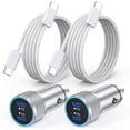 thumbnail image 1 of Cargador de coche Fitquipment para Apple iPhone 16 con 2 cables USB C, 1 of 7
