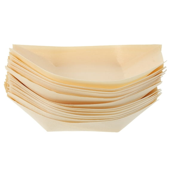 FRCOLOR 50pcs Kraft Paper Food Trays Paper Food Boat Disposable Serving Basket Tray For French Fries Nachos Snack Hot Dog Taco Bbq Popcorn Picnic Wedding Party