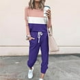 thumbnail image 2 of YUGYXL Womens Sweatsuits 2 Piece Set Tracksuit Casual Crewneck Long Sleeve Pullover Tops and Sweatpants Outfits Lounge Sets Purple XXXXL, 2 of 5