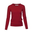 thumbnail image 1 of A2Y Women's Fitted Crew Neck Long Sleeve Pullover Classic Sweater Deep Burgundy S, 1 of 5