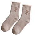 thumbnail image 2 of Huowey Women's Crew Socks Thick Casual Socks Flower Pattern Stretchy Fall Winter Warm Comfort Daily Wear Socks,Khaki, 2 of 4