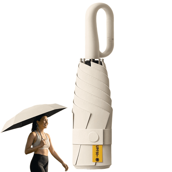 UV Umbrellas For Sun Protection, UPF 50 Compact Windproof Design, Foldable Travel Umbrella With Carabiner Handle For Outdoor Commute Rain Sun