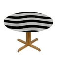 thumbnail image 3 of PIKWEEK Black and White Stripe Elastic Fitted Edged Round Tablecloth Waterproof Anti-Shrink Soft Polyester Table Cloth Washable Table Cover for Banquet Home Indoor or Outdoor White, 3 of 7