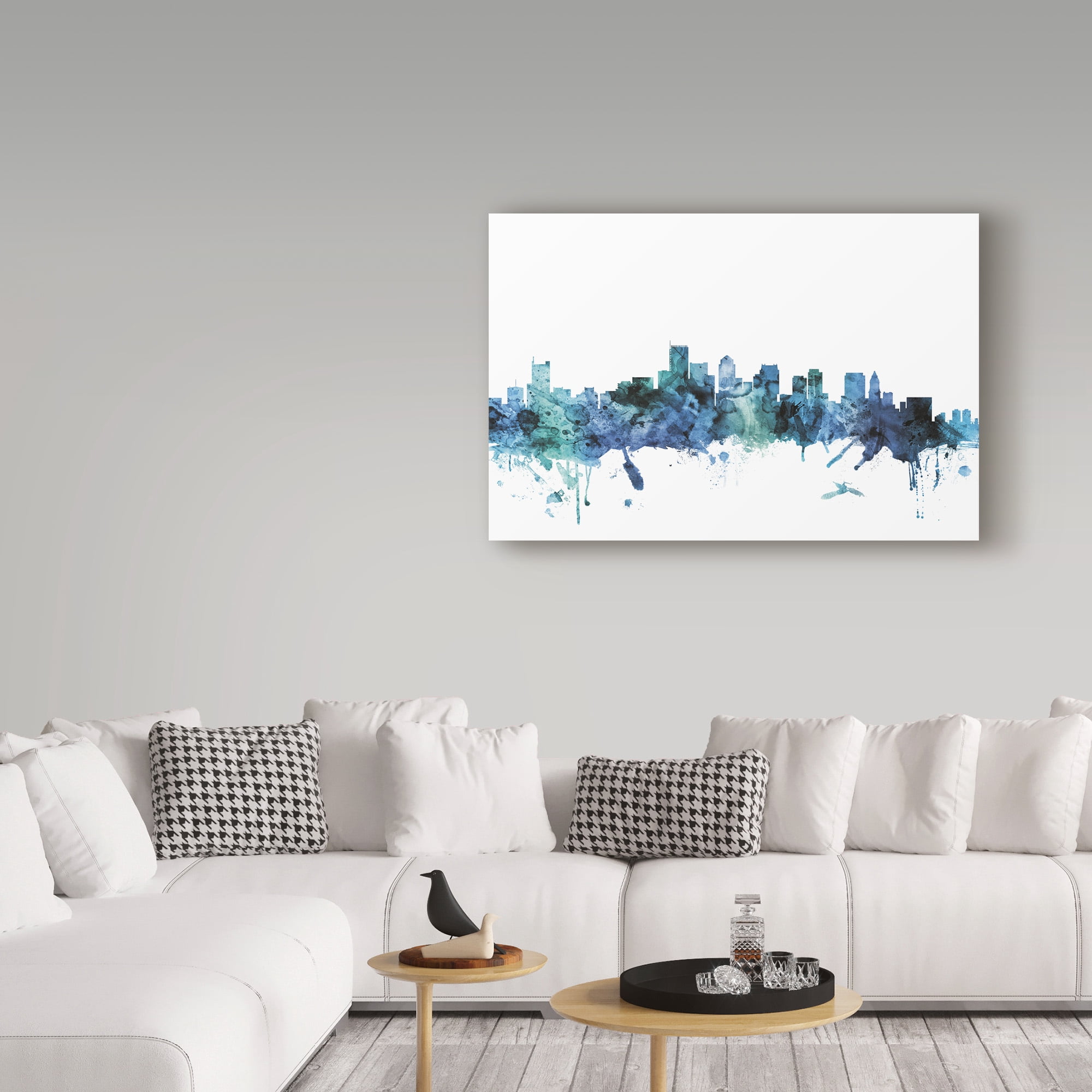 Trademark Fine Art 'Boston Massachusetts Blue Teal Skyline' Canvas Art by Michael Tompsett