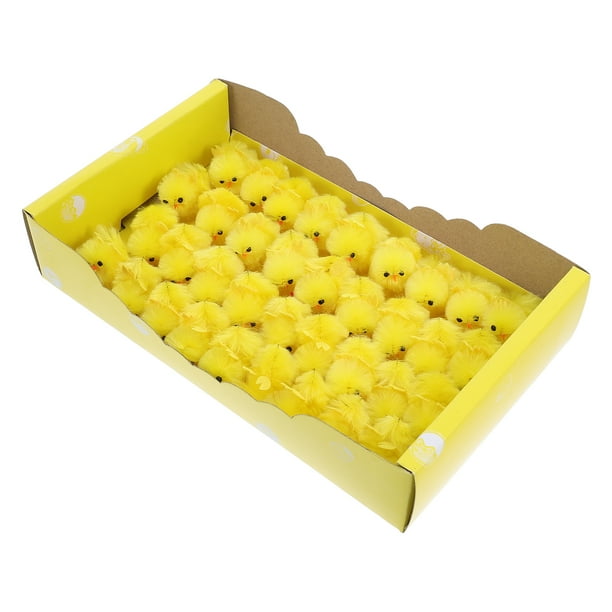 36 mini pollitos de peluche para decoración de fiesta de Pascua, adornos realistas de pollitos falsos, figuras amarillas esponjosas, juguetes suaves.